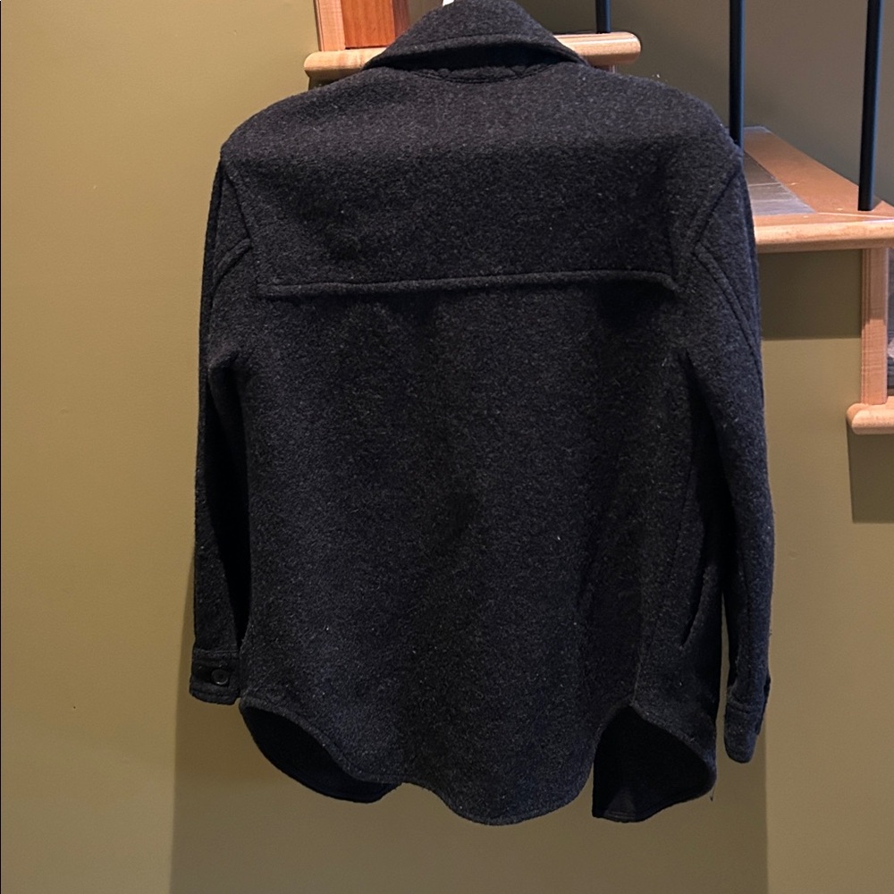 Wool-Blend Dark Gray Button-Front Jacket - Picture 3 of 3
